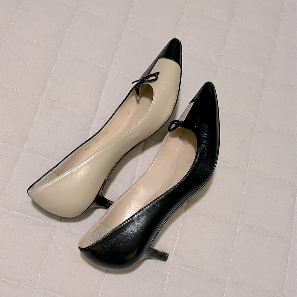 Black + White Kitten Heels